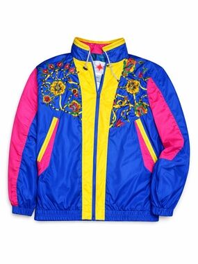 Vintage 90s Active Frontier Colorblock Windbreaker Embroidered Retro Jacket 2XL